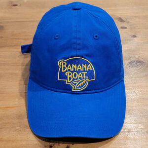 Banana Boat Hat Strap Back Blue Sun Tan Beach Logo Sun Screen